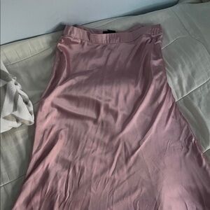 Satin Pink Bias-Cut Midi Skirt